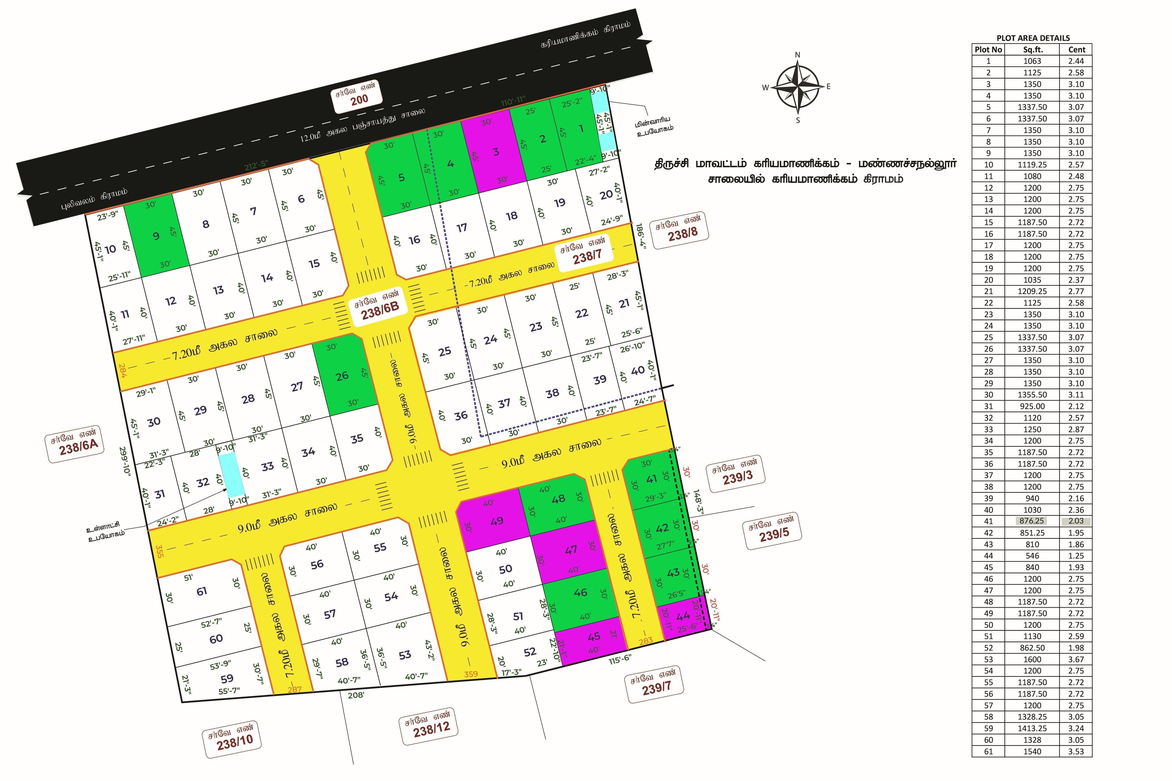 Sanctioned layout plan for Golden City, Kariayamanikam, Trichy
